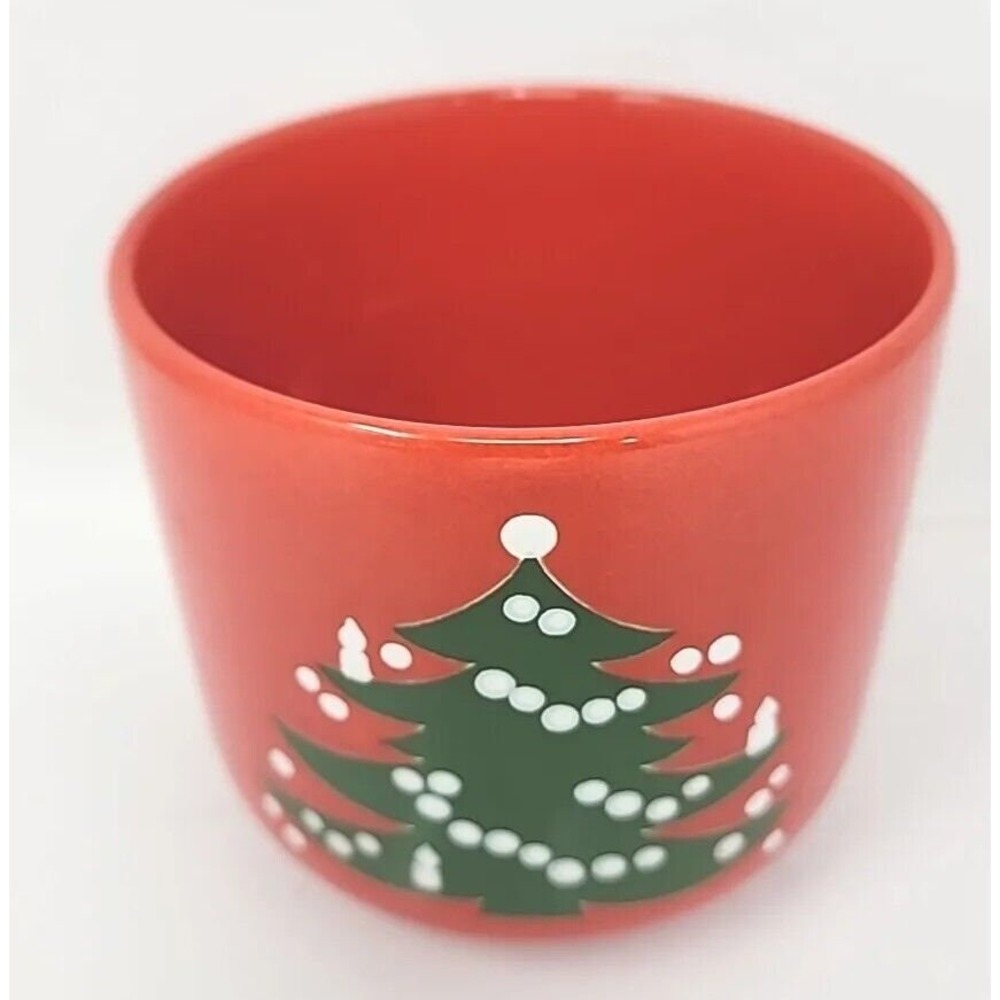 Waechtersbach Germany Red Christmas Tree Ice Bucket Planter Bowl 4.5" U253